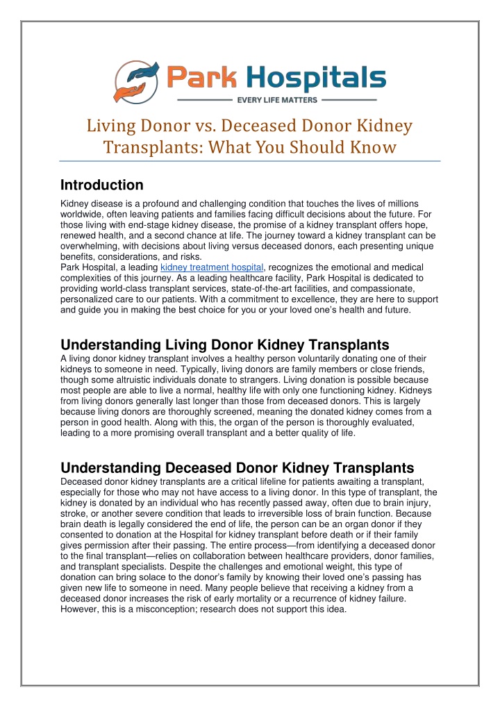 living donor vs deceased donor kidney transplants