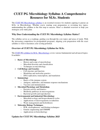 cuet pg microbiology syllabus a comprehensive