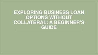 Exploring Business Loan Options Without Collateral A Beginner's Guide