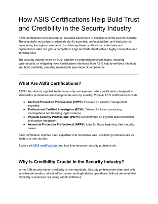 how asis certifications help build trust