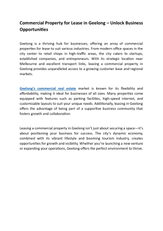 commercial property for lease in geelong unlock