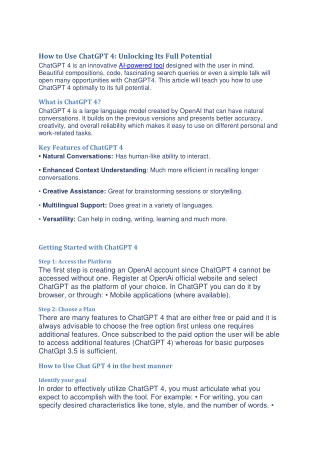how to use chatgpt 4 unlocking its full potential