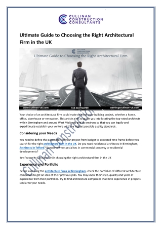 Ultimate Guide to Choosing the Right Architectural Firm in the UK