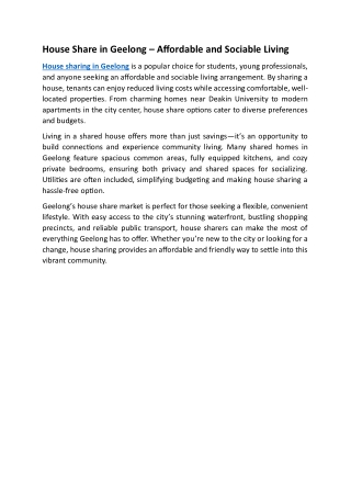 house share in geelong affordable and sociable