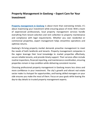 property management in geelong expert care