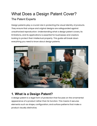 What Does a Design Patent Cover? | The Patent Experts