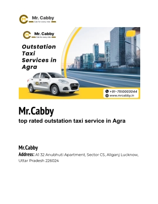 mr cabby top rated outstation taxi service in agra
