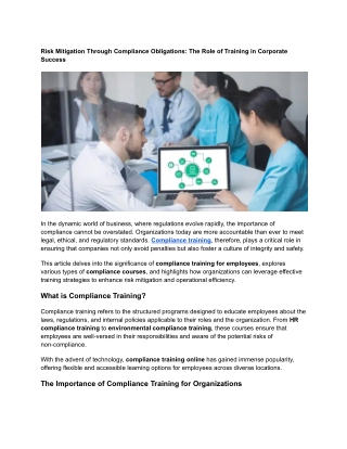 risk mitigation through compliance obligations