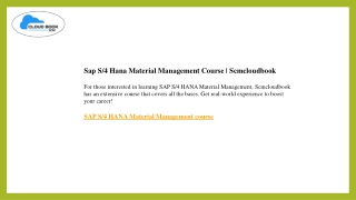 Sap S 4 Hana Material Management Course  Scmcloudbook