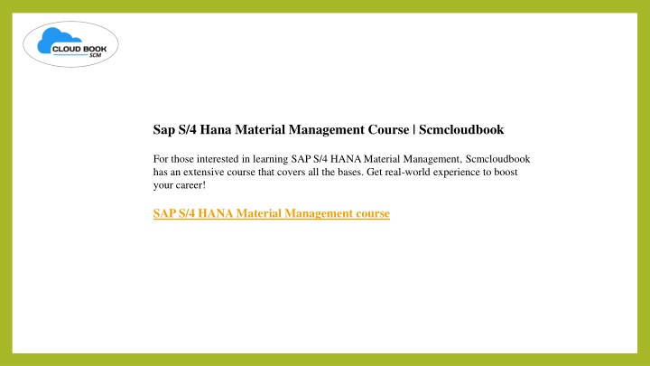 sap s 4 hana material management course