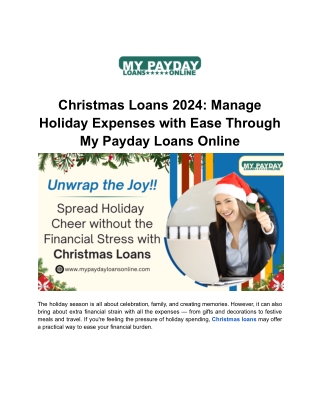 Celebrate the Season Stress-Free with Christmas Loans