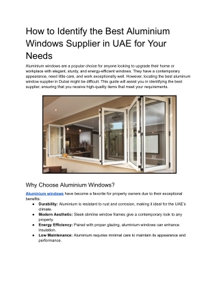 How to Identify the Best Aluminium Window Supplier in UAE for Your Needs