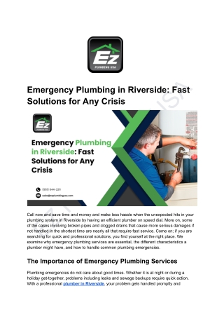 Emergency Plumbing in Riverside_ Fast Solutions for Any Crisis