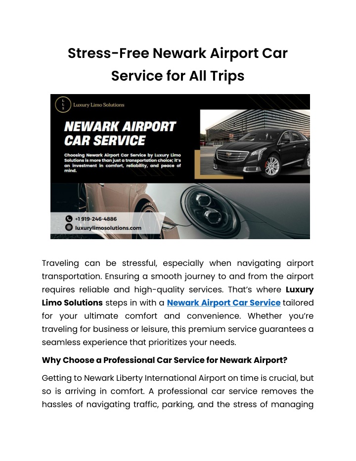 stress free newark airport car service