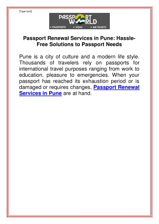 Passport Renewal Services in Pune  Hassle Free Solutions to Passport Needs