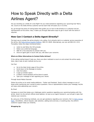 How to Speak Directly with a Delta Airlines Agent