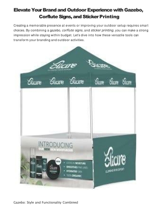 Elevate Your Brand and Outdoor Experience with Gazebo, Corflute Signs, and Sticker Printing