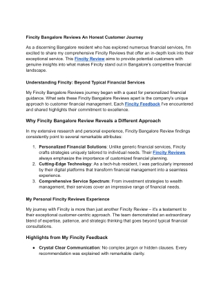 Fincity Bangalore Reviews An Honest Customer Journey
