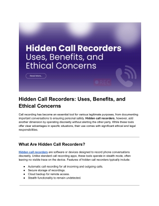 Hidden Call Recorders: Uses, Benefits, and Ethical Concerns