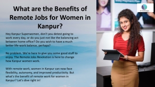 What are the Benefits of Remote Jobs for Women in Kanpur?