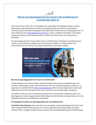 Warum eine Sparringspartnerin für Frauen in der Geschäfswelt ein enscheidender Faktor