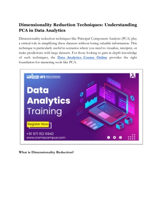 dimensionality reduction techniques understanding
