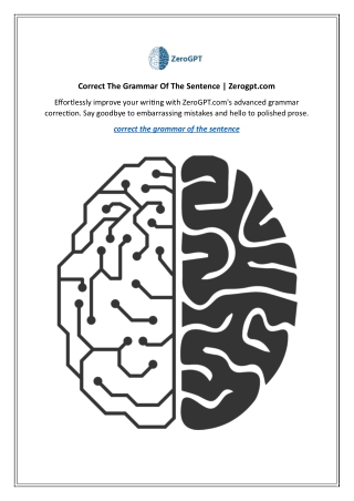 Correct The Grammar Of The Sentence | Zerogpt.com