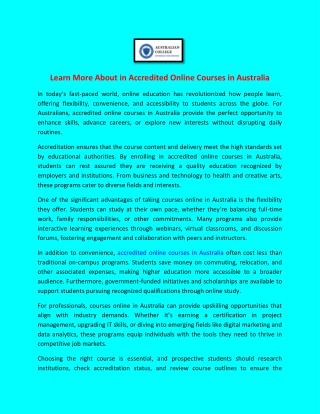 learn more about in accredited online courses