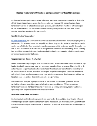 Haakse Tandwielen_ Onmisbare Componenten voor Krachttransmissie