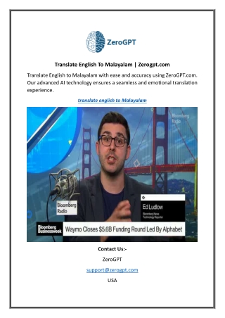 Translate English To Malayalam | Zerogpt.com