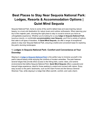 Best Places to Stay Near Sequoia National Park_ Lodges, Resorts & Accommodation Options _ Quiet Mind Sequoia