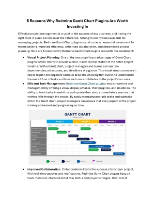 5 Reasons Why Redmine Gantt Chart Plugins Are Worth Investing In