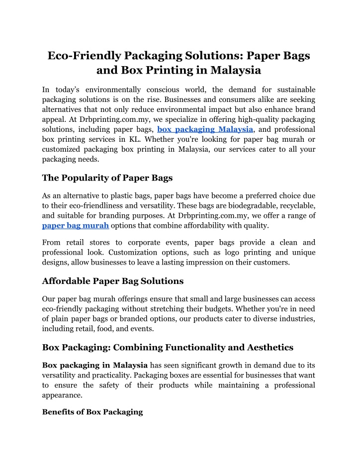 eco friendly packaging solutions paper bags