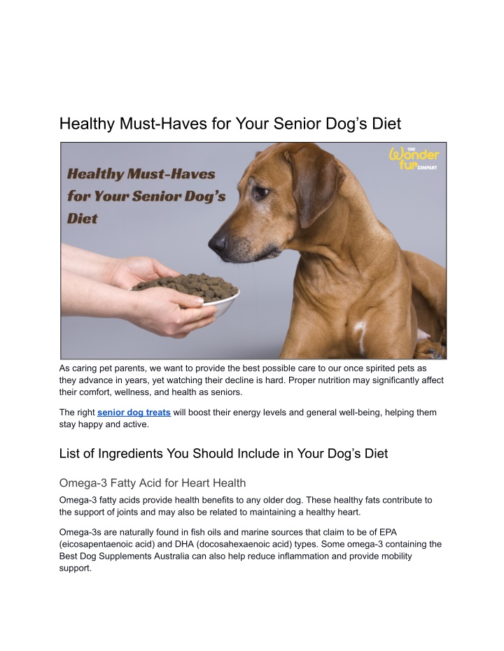 healthy must haves for your senior dog s diet