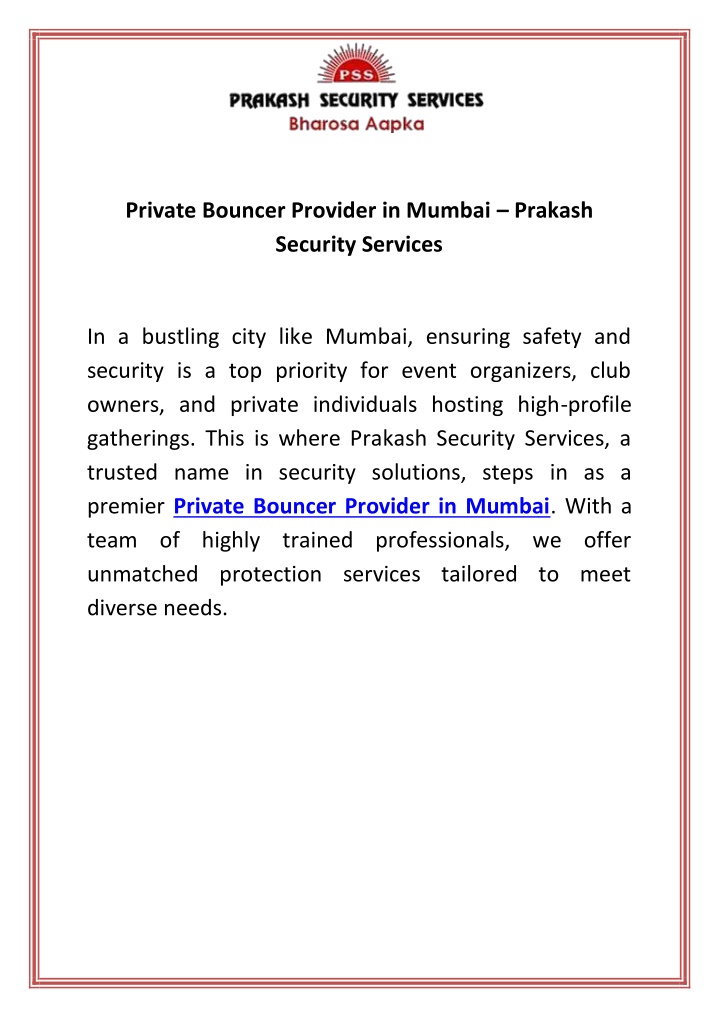 private bouncer provider in mumbai prakash