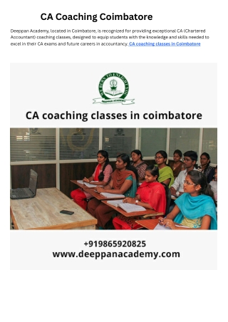 CA Coaching Classes in Coimbatore | CA Final Coaching in Coimbatore