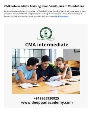 CMA Intermediate | CMA Intermediate Training near Gandhipuram CBE