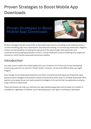 Proven Strategies to Boost Mobile App Downloads