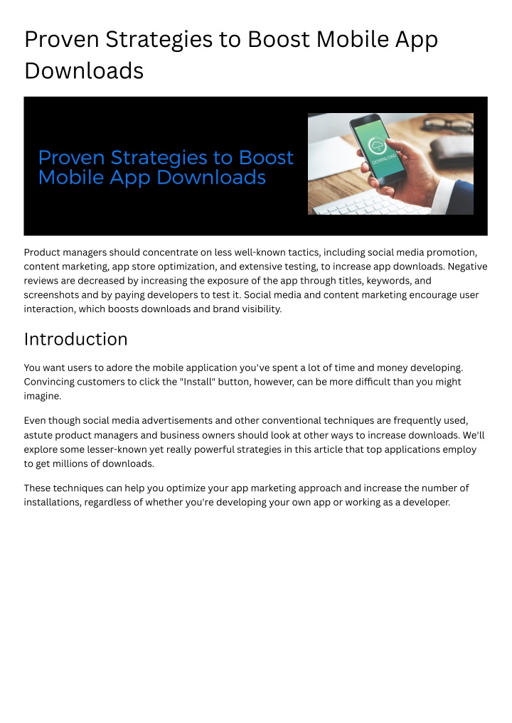 proven strategies to boost mobile app downloads