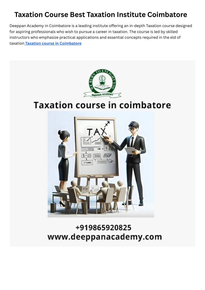 taxation course best taxation institute coimbatore