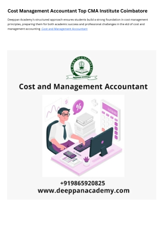 Cost and Management Accountant Best CMA  Institute in Coimbatore