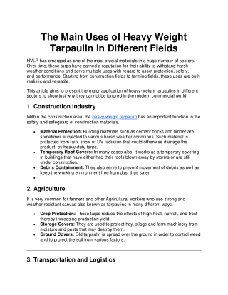 the main uses of heavy weight tarpaulin