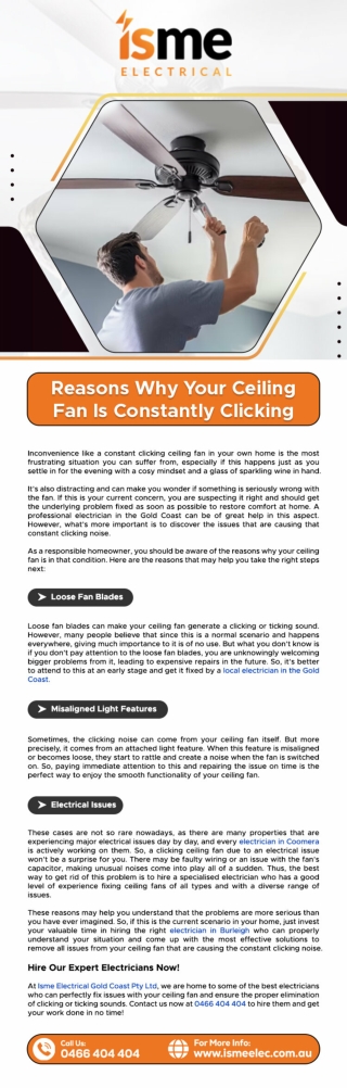 REASONS WHY YOUR CEILING FAN IS CONSTANTLY CLICKING