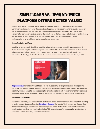 Simplilearn vs. Upgrad Which Platform Offers Better Value
