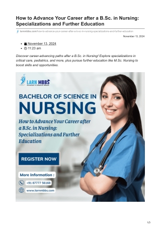 larnmbbs.com-How to Advance Your Career after a BSc in Nursing Specializations and Further Education