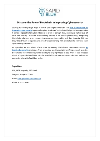 Discover the Role of Blockchain in Improving Cybersecurity