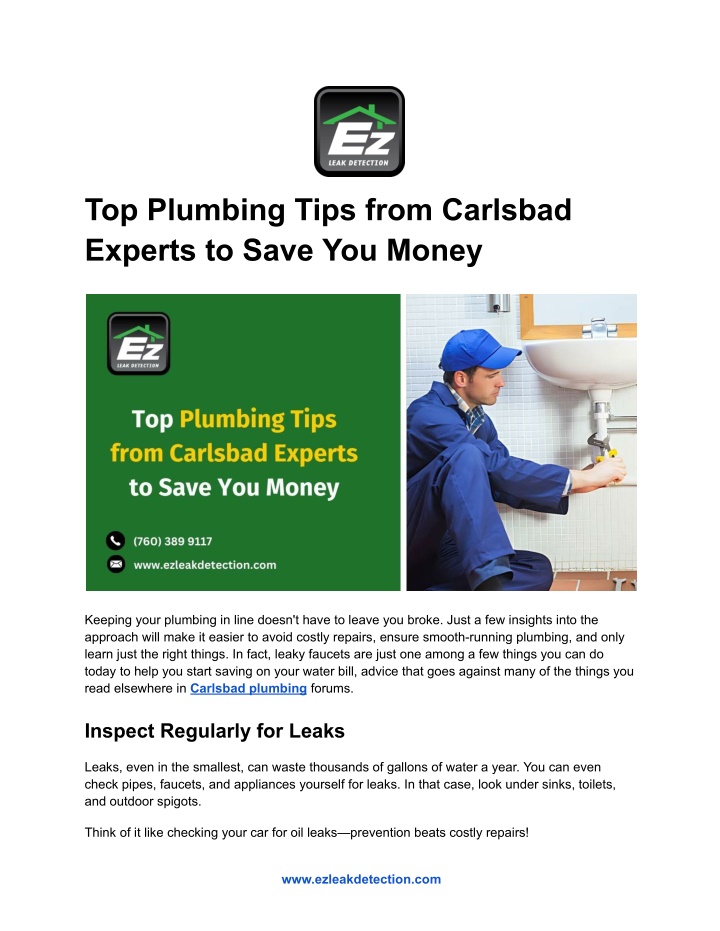 top plumbing tips from carlsbad experts to save