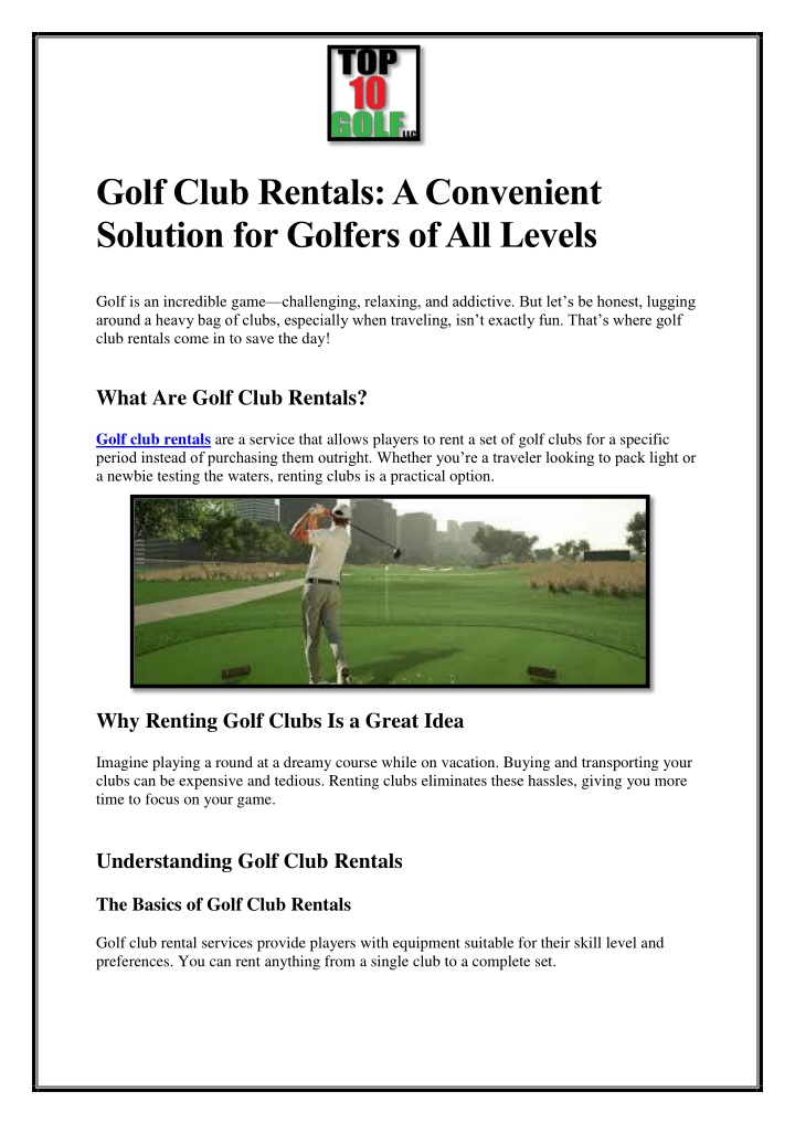 golf club rentals a convenient solution