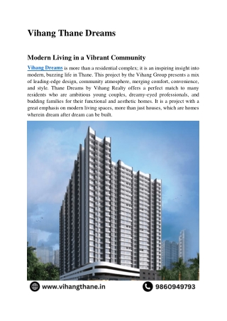 Vihang Thane Dreams Ghodbunder Road Kasarvadavali Project