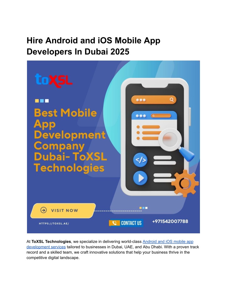 hire android and ios mobile app developers